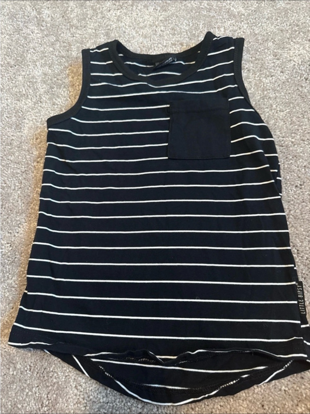 NWOT Little Bipsy Black and White Striped Tank Top with Pocket 3-4T